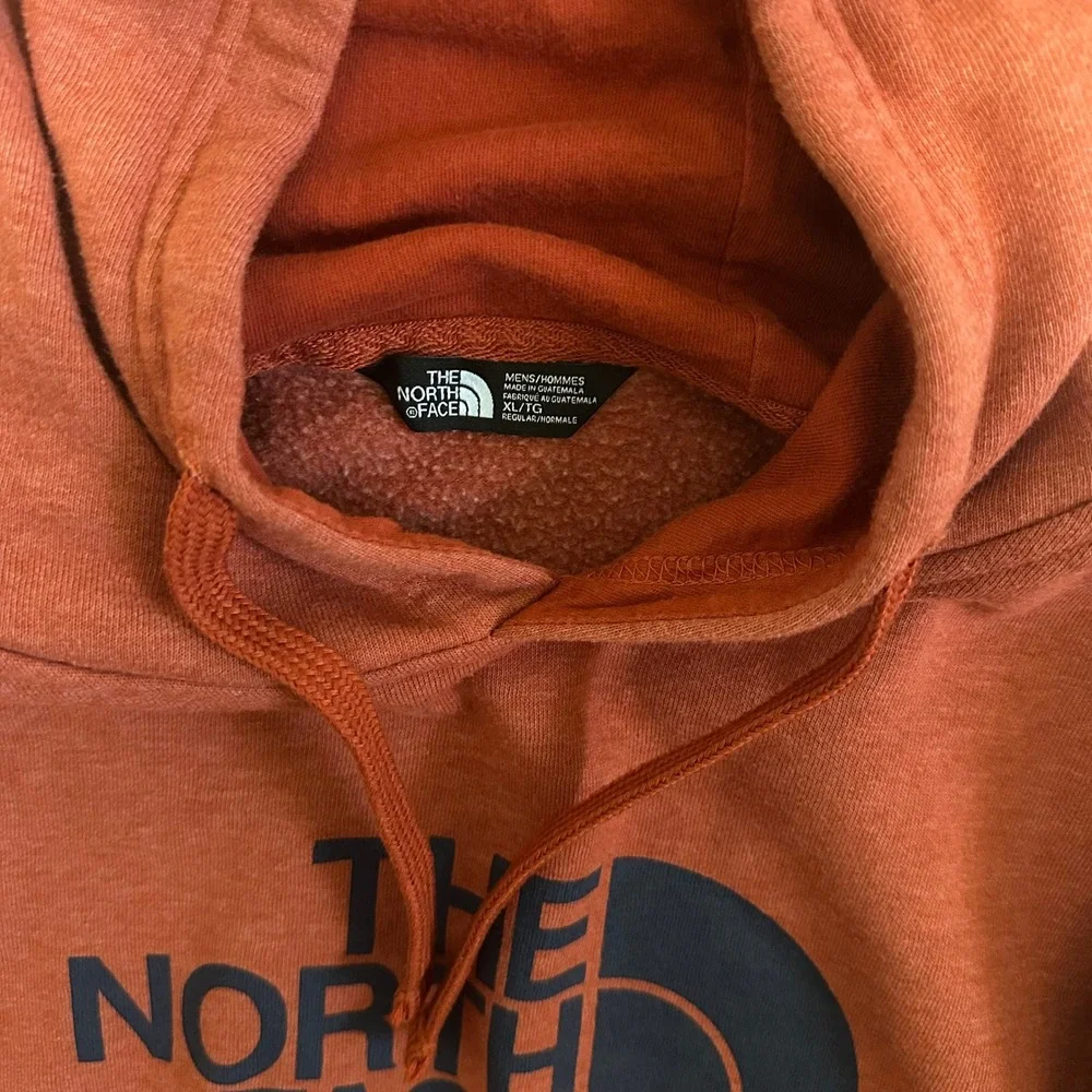 The North‎ Face Mens Half Dome Pullover Hoodie XL Rust Orange Navy Blue Logo